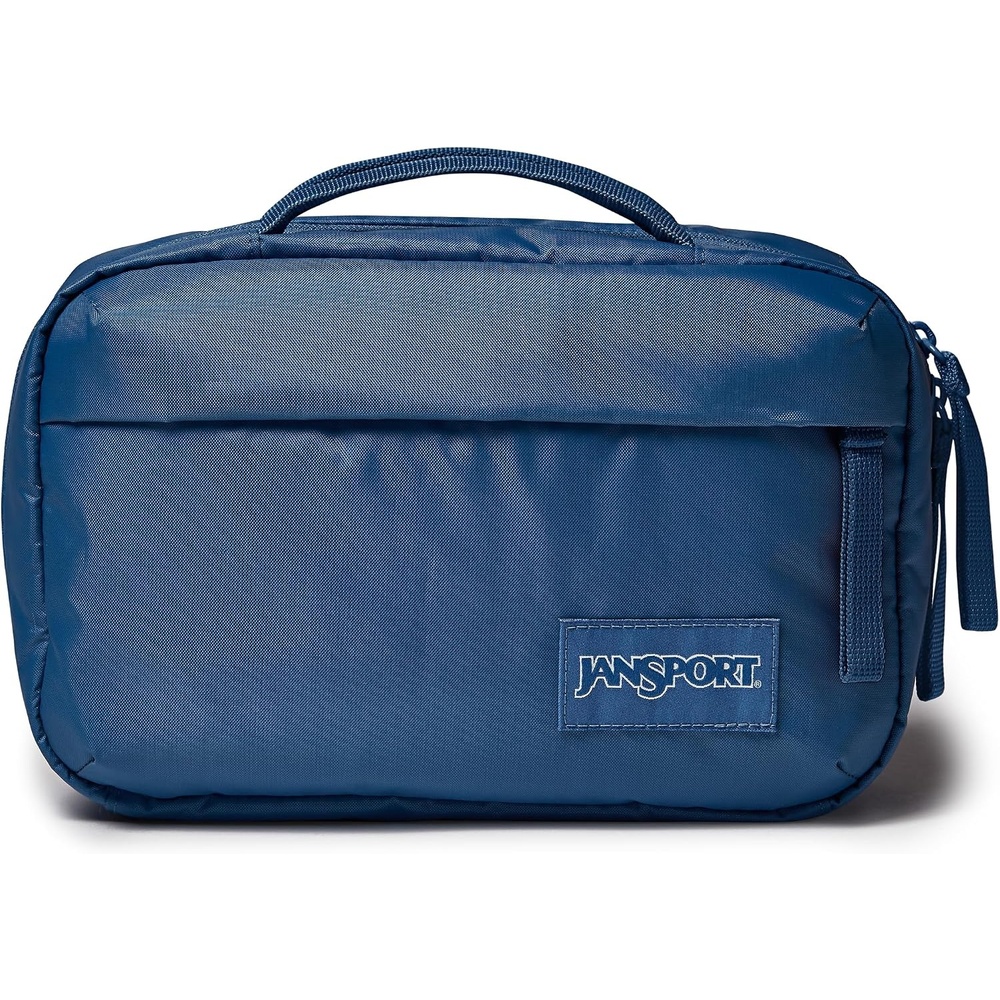 image:imageJanSport Good Latitude Hanging Toiletry Bag for Travel Accordion Cosmetic Case with Waterproof Toothbrush Pocket Hygiene Organizer 6L Smokey GritElemental Blue