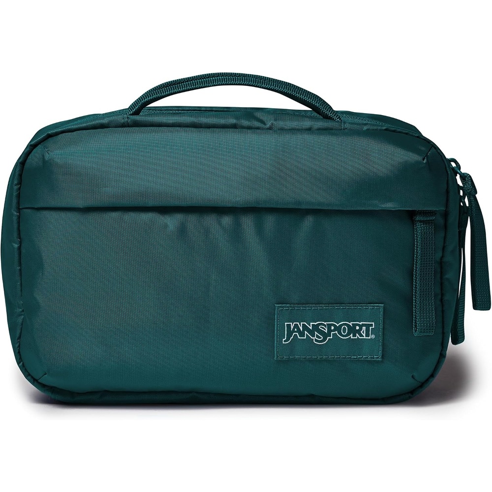 image:imageJanSport Good Latitude Hanging Toiletry Bag for Travel Accordion Cosmetic Case with Waterproof Toothbrush Pocket Hygiene Organizer 6L Smokey GritEmerald Pool