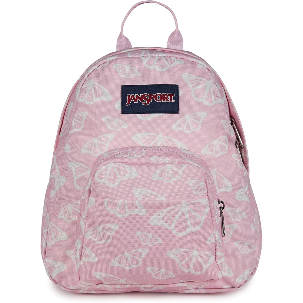 image:imageJanSport Half Pint Mini Backpack 102 L Durable Mini Bag Purse with Adjustable Shoulder Straps Single Main Compartment Zippered Stash Pocket BlackFlutter By Pink IceWhitePink Ice