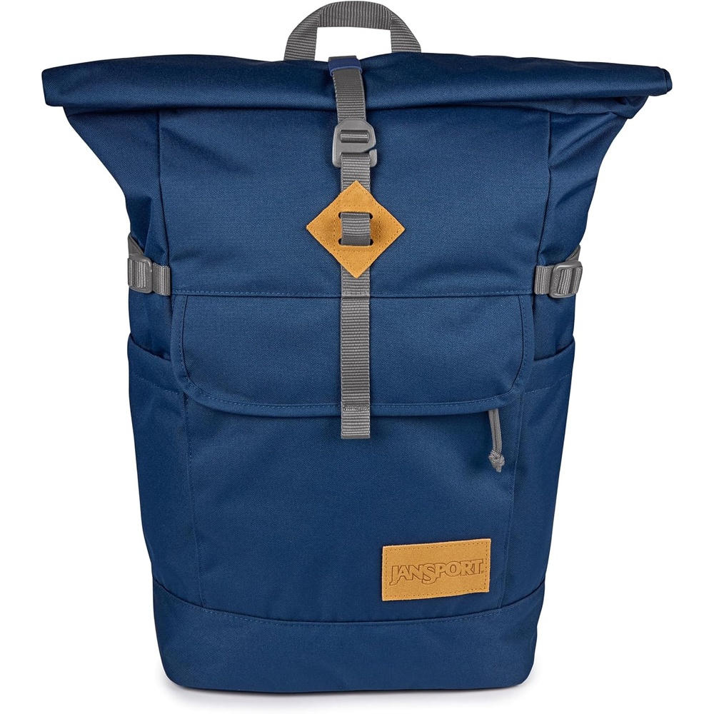 image:imageJanSport Hatchet Rolltop Backpack 17inch Padded Laptop Sleeve Spacious Main Compartment Dual Water Bottle Pockets BlackNavy