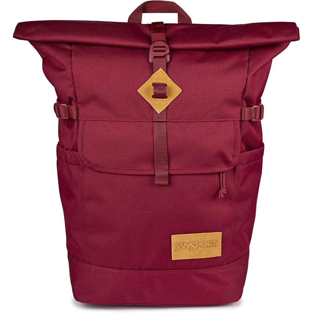 image:imageJanSport Hatchet Rolltop Backpack 17inch Padded Laptop Sleeve Spacious Main Compartment Dual Water Bottle Pockets BlackRusset Red