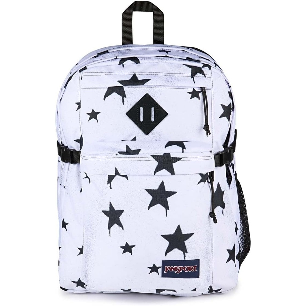image:imageJanSport Main Campus Backpack Travel or Work Backpack with 15Inch Laptop Sleeve and Dual Water Bottle Pockets Surreal SwirliesSprayed Stars Black