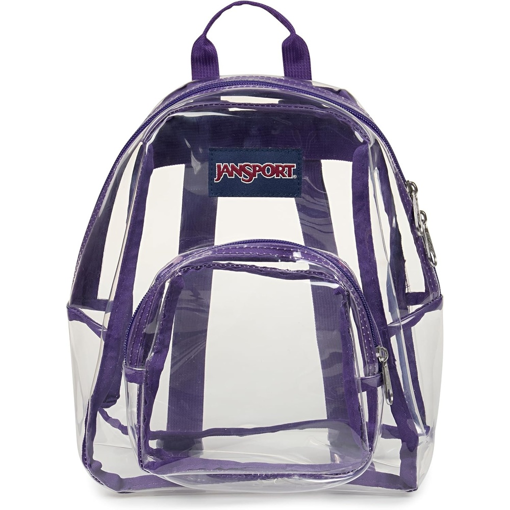 image:imageJanSport Mini Pack Lightweight 10L Backpack with Adjustable Straps and Front Zipper Pocket Perfect for Travel Concerts amp Everyday Use ClearGrape Jelly
