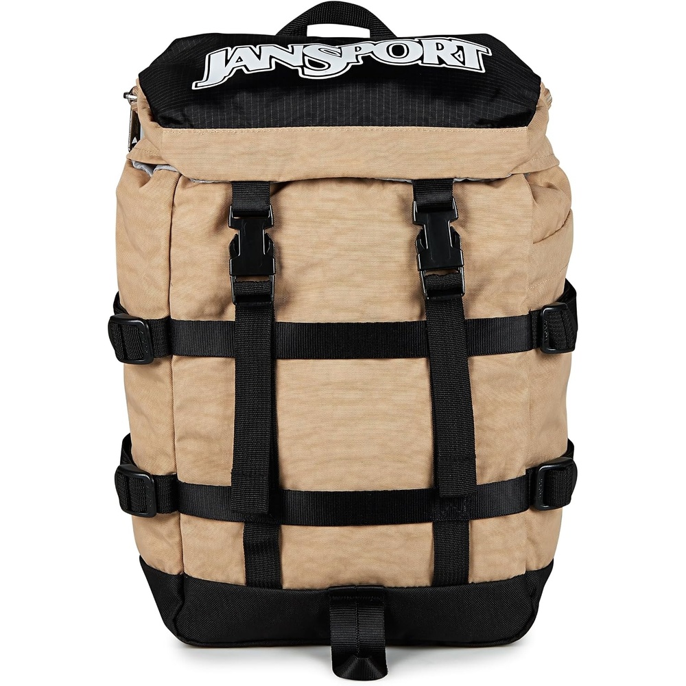 image:imageJanSport Mini Skip Pack Compact Backpack with Main Compartment Side Water Bottle Pocket and Zippered Accessory Pocket TravertineTravertine