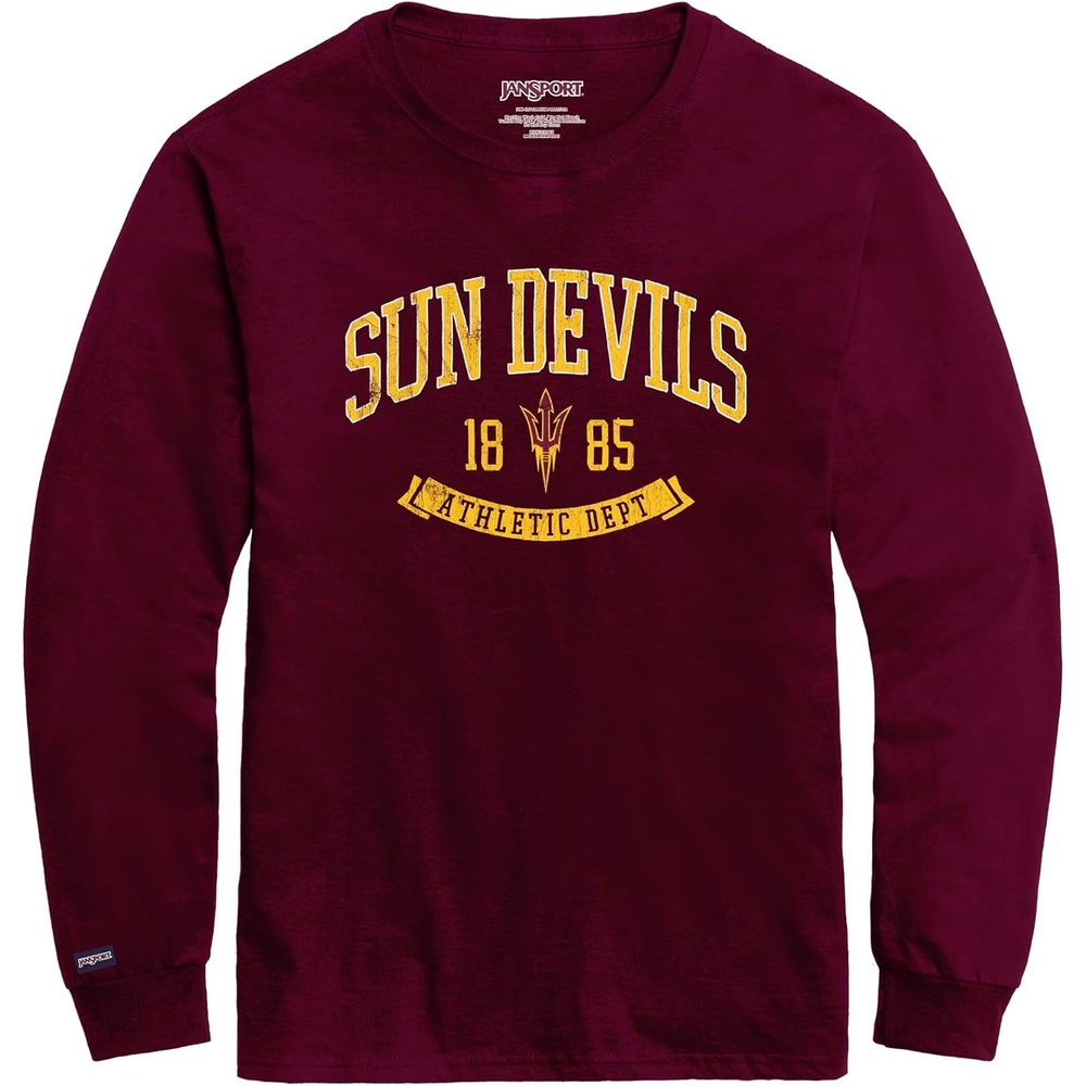 image:imageJanSport NCAA Officially Licensed Campus Long Sleeve T Shirt for Men Soft amp Breathable PreShrunk Cotton Crewneck T ShirtArizona State Sun Devils