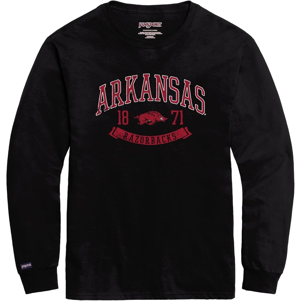 image:imageJanSport NCAA Officially Licensed Campus Long Sleeve T Shirt for Men Soft amp Breathable PreShrunk Cotton Crewneck T ShirtArkansas Razorbacks
