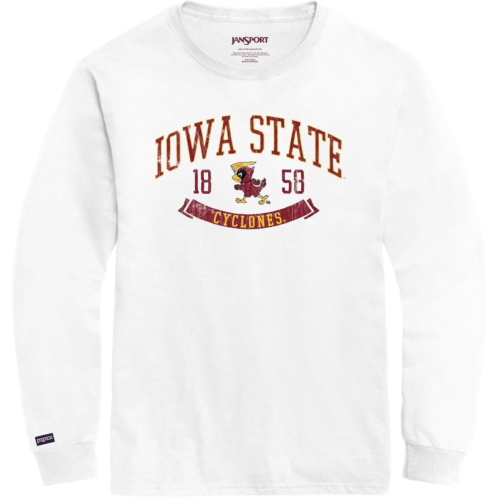 image:imageJanSport NCAA Officially Licensed Campus Long Sleeve T Shirt for Men Soft amp Breathable PreShrunk Cotton Crewneck T ShirtIowa State Cyclones