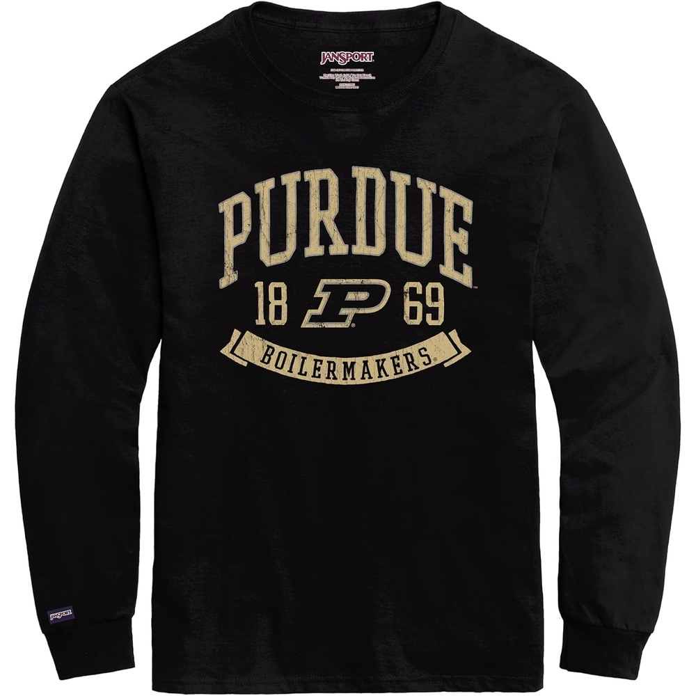 image:imageJanSport NCAA Officially Licensed Campus Long Sleeve T Shirt for Men Soft amp Breathable PreShrunk Cotton Crewneck T ShirtPurdue Boilermakers