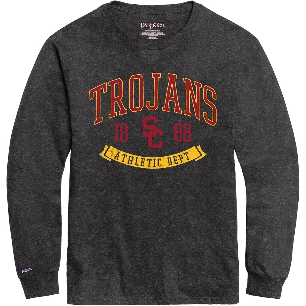 image:imageJanSport NCAA Officially Licensed Campus Long Sleeve T Shirt for Men Soft amp Breathable PreShrunk Cotton Crewneck T ShirtUSC Trojans