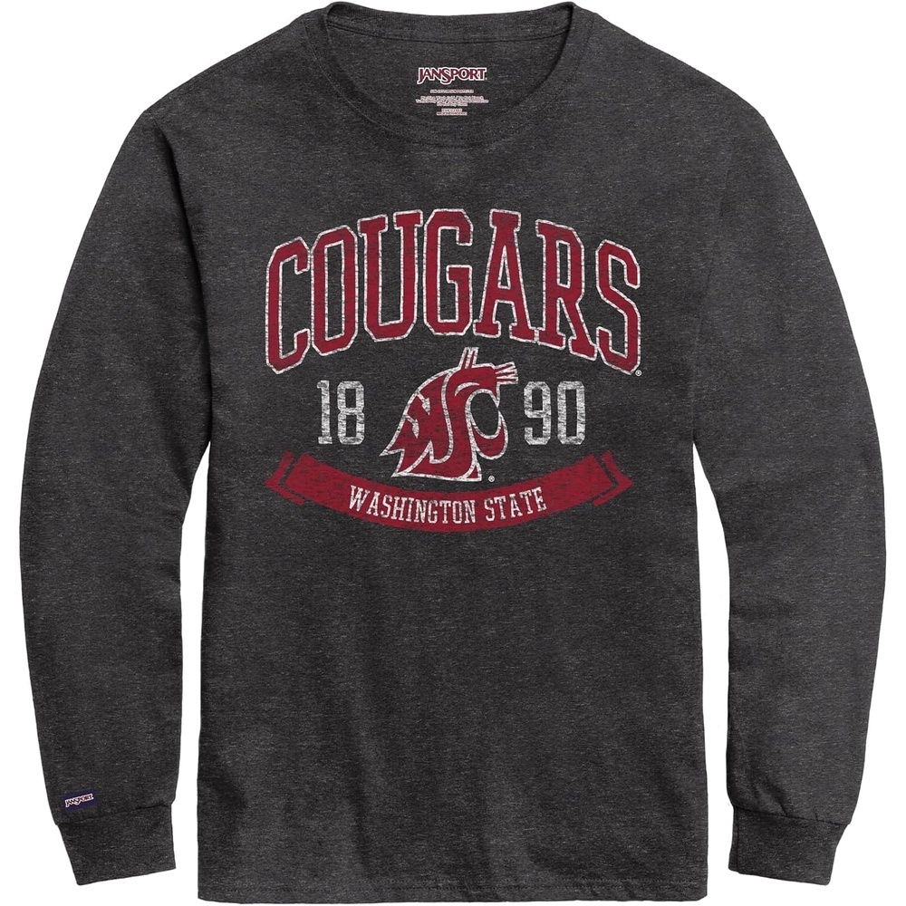 image:imageJanSport NCAA Officially Licensed Campus Long Sleeve T Shirt for Men Soft amp Breathable PreShrunk Cotton Crewneck T ShirtWashington State Cougars