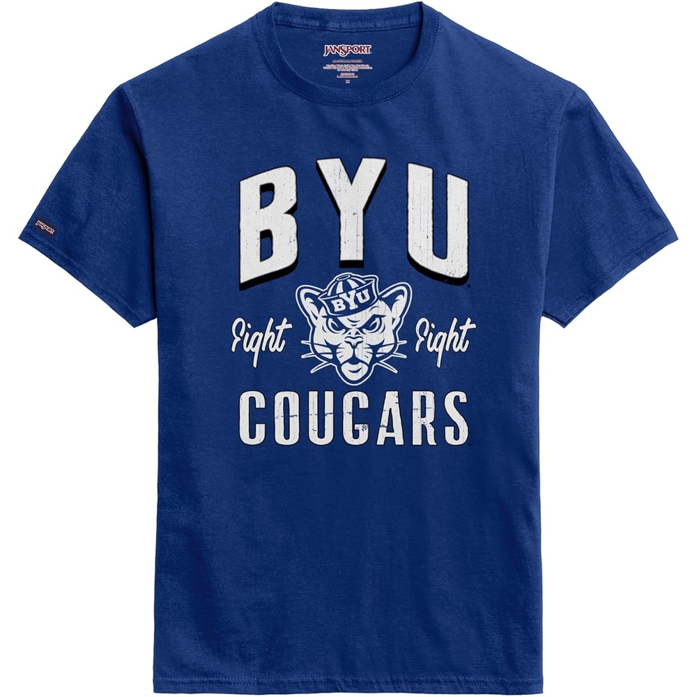 image:imageJanSport NCAA Officially Licensed Campus Short Sleeve T Shirt for Men Soft amp Breathable PreShrunk Cotton Crewneck T ShirtBYU Cougars