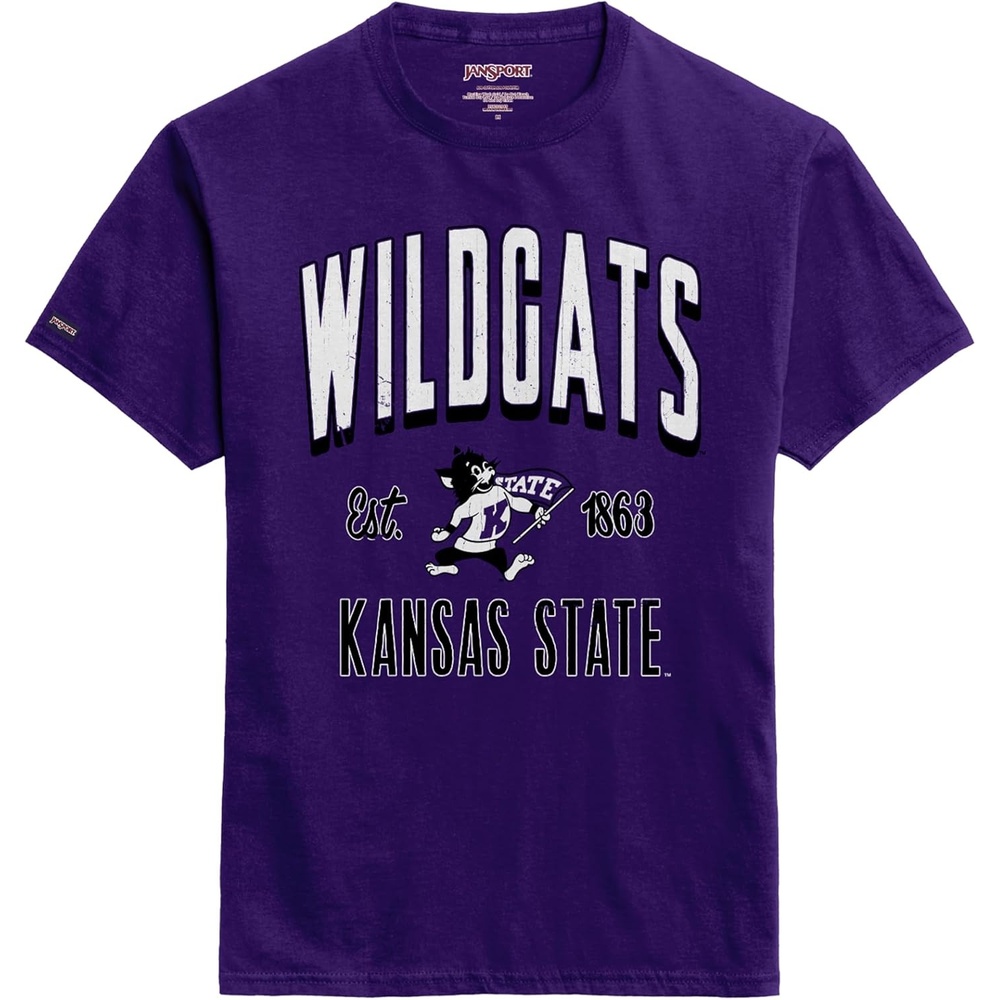 image:imageJanSport NCAA Officially Licensed Campus Short Sleeve T Shirt for Men Soft amp Breathable PreShrunk Cotton Crewneck T ShirtKansas State Wildcats