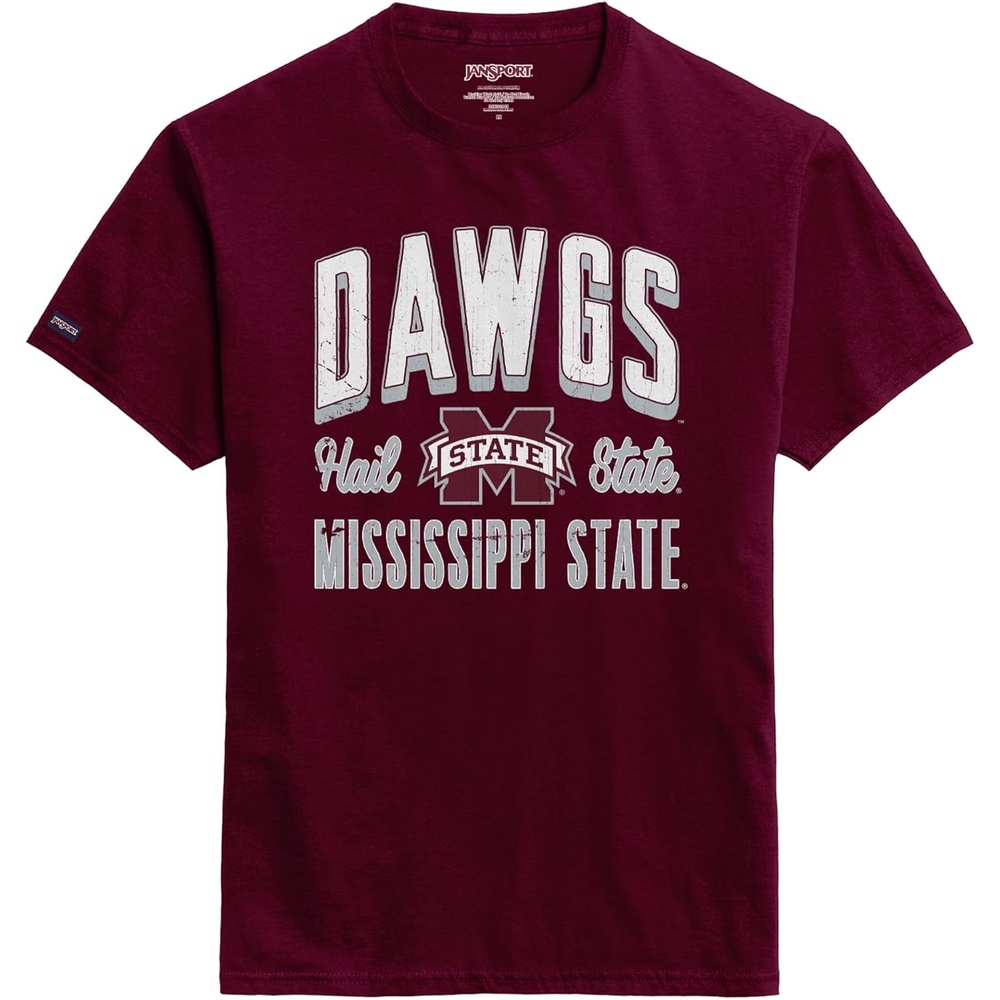 image:imageJanSport NCAA Officially Licensed Campus Short Sleeve T Shirt for Men Soft amp Breathable PreShrunk Cotton Crewneck T ShirtMississippi State Bulldogs
