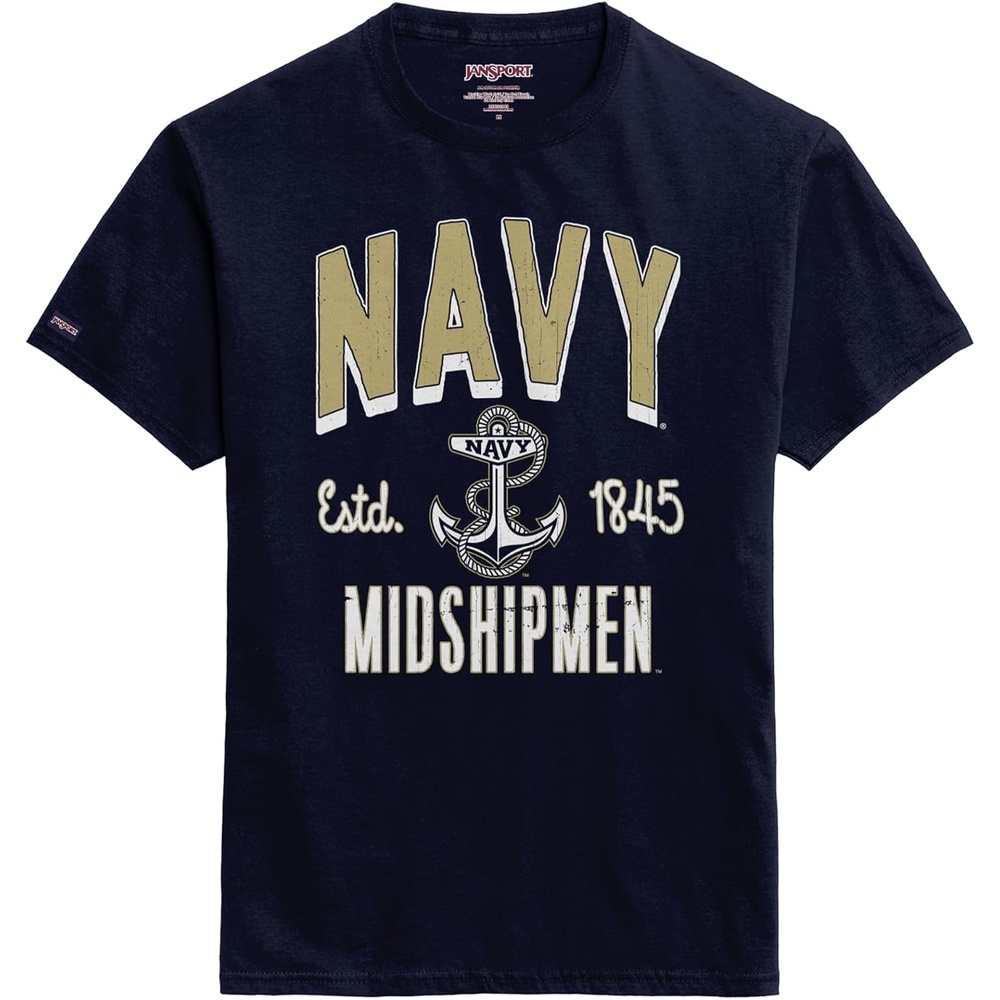 image:imageJanSport NCAA Officially Licensed Campus Short Sleeve T Shirt for Men Soft amp Breathable PreShrunk Cotton Crewneck T ShirtNavy Midshipmen