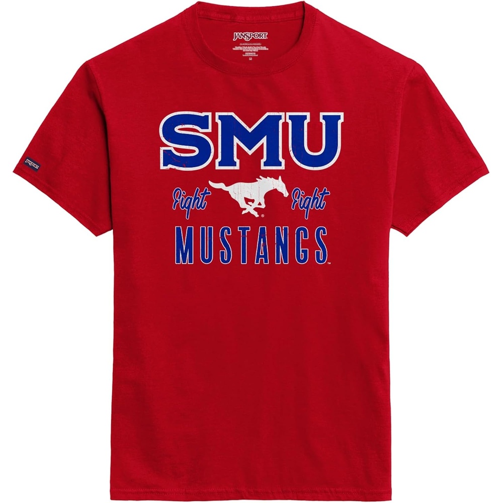 image:imageJanSport NCAA Officially Licensed Campus Short Sleeve T Shirt for Men Soft amp Breathable PreShrunk Cotton Crewneck T ShirtSMU Mustangs