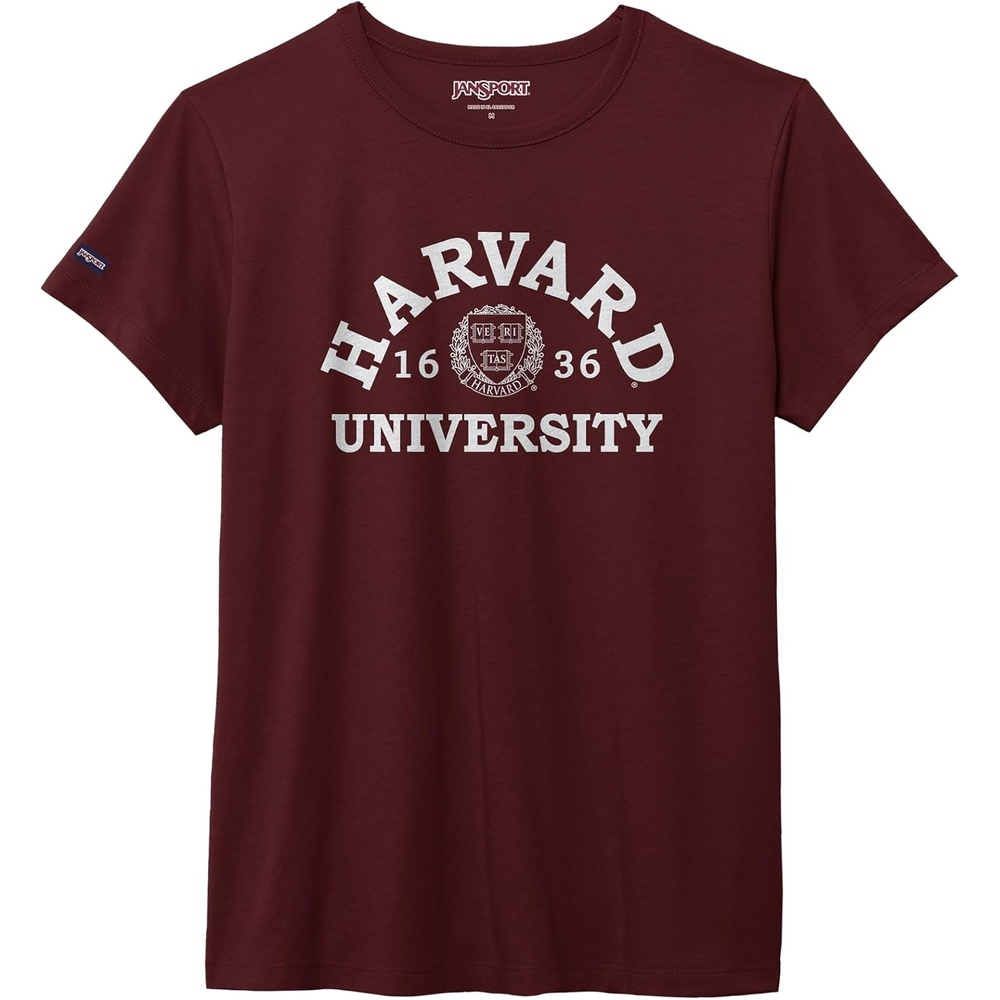 image:imageJanSport NCAA Officially Licensed Graduate Short Sleeve T Shirt for Women Soft amp Breathable CottonPolyester Blend Crewneck T Shirt with Graphic Detailing Everyday University Fan ApparelHarvard Crimson