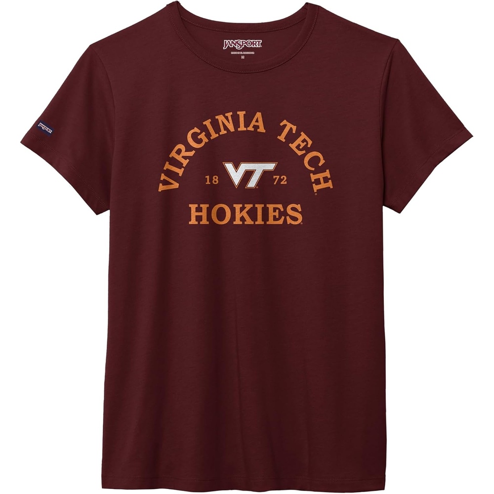 image:imageJanSport NCAA Officially Licensed Graduate Short Sleeve T Shirt for Women Soft amp Breathable CottonPolyester Blend Crewneck T Shirt with Graphic Detailing Everyday University Fan ApparelVirginia Tech Hokies