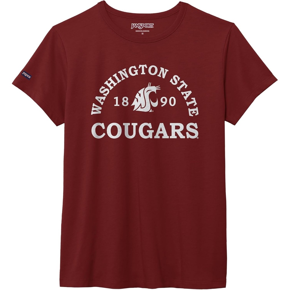 image:imageJanSport NCAA Officially Licensed Graduate Short Sleeve T Shirt for Women Soft amp Breathable CottonPolyester Blend Crewneck T Shirt with Graphic Detailing Everyday University Fan ApparelWashington State Cougars