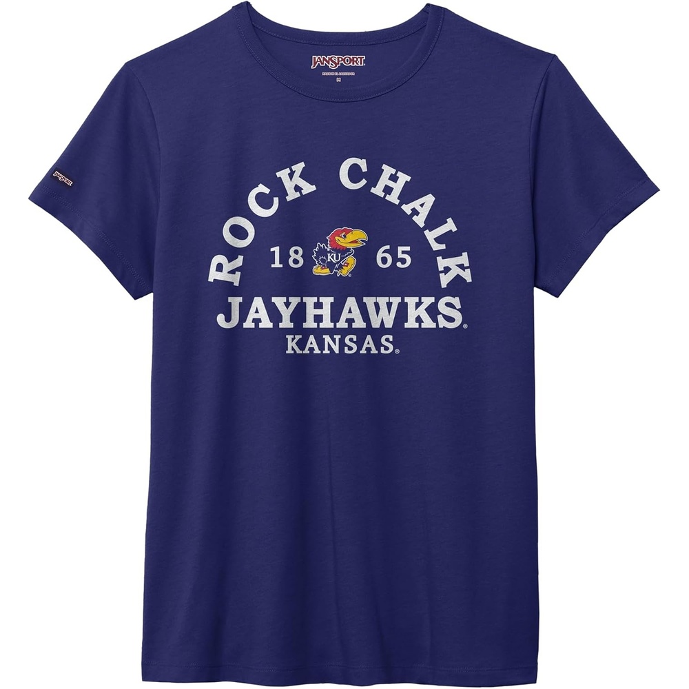image:imageJanSport NCAA Officially Licensed Graduate Short Sleeve T Shirt for Women Soft amp Breathable CottonPolyester Blend Crewneck T Shirt with Graphic Detailing Everyday University Fan ApparelKansas Jayhawks