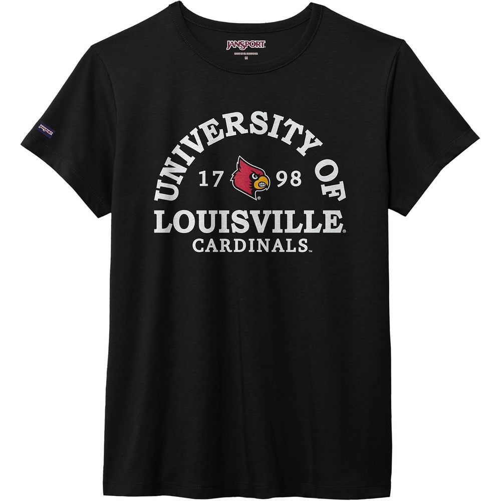 image:imageJanSport NCAA Officially Licensed Graduate Short Sleeve T Shirt for Women Soft amp Breathable CottonPolyester Blend Crewneck T Shirt with Graphic Detailing Everyday University Fan ApparelLouisville Cardinals
