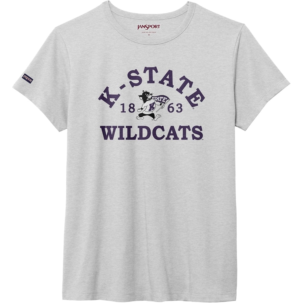 image:imageJanSport NCAA Officially Licensed Graduate Short Sleeve T Shirt for Women Soft amp Breathable CottonPolyester Blend Crewneck T Shirt with Graphic Detailing Everyday University Fan ApparelKansas State Wildcats