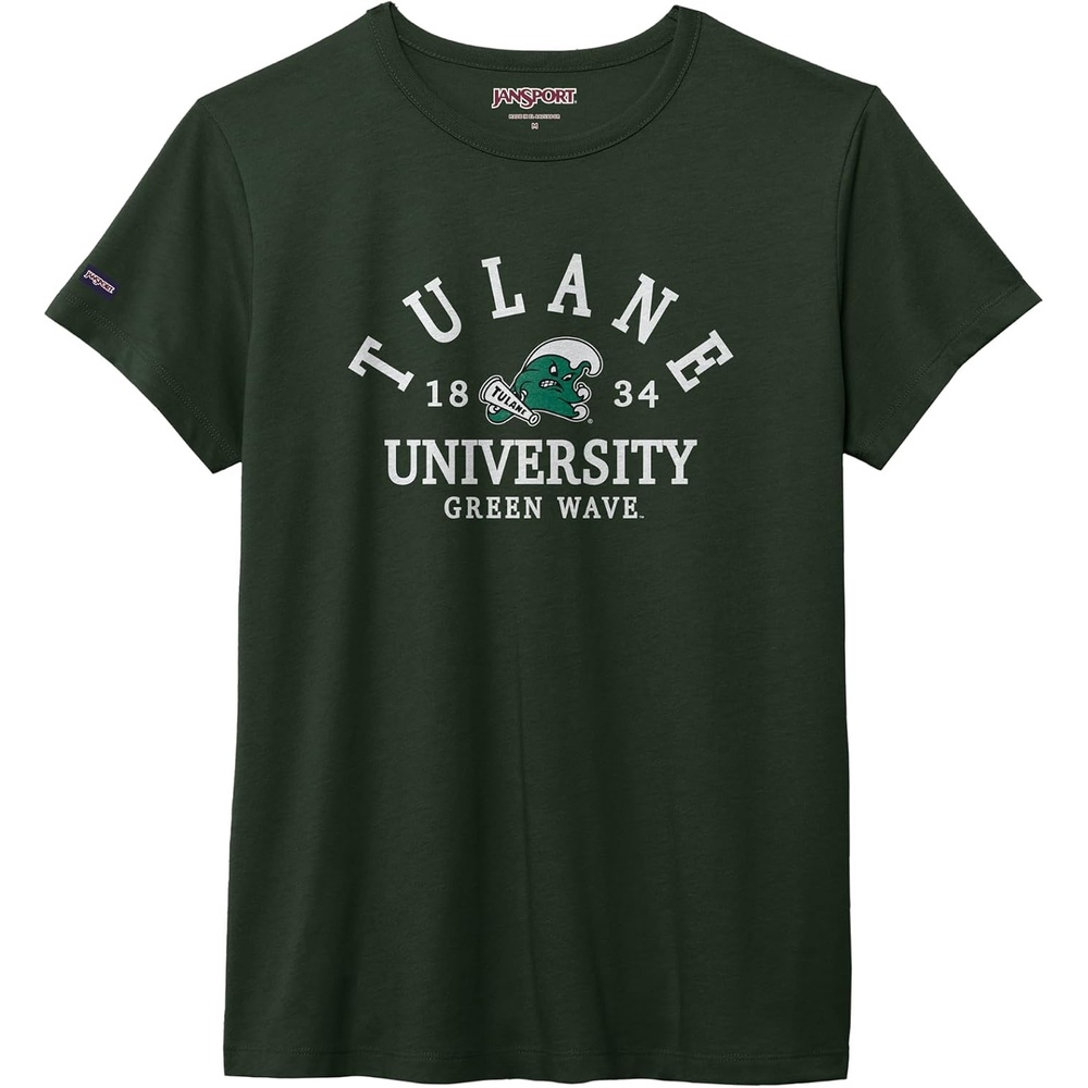 image:imageJanSport NCAA Officially Licensed Graduate Short Sleeve T Shirt for Women Soft amp Breathable CottonPolyester Blend Crewneck T Shirt with Graphic Detailing Everyday University Fan ApparelTulane Green Wave