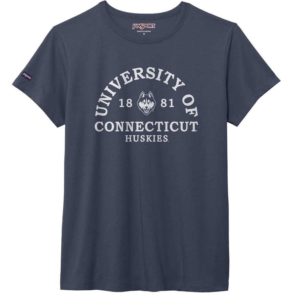 image:imageJanSport NCAA Officially Licensed Graduate Short Sleeve T Shirt for Women Soft amp Breathable CottonPolyester Blend Crewneck T Shirt with Graphic Detailing Everyday University Fan ApparelConnecticut Huskies