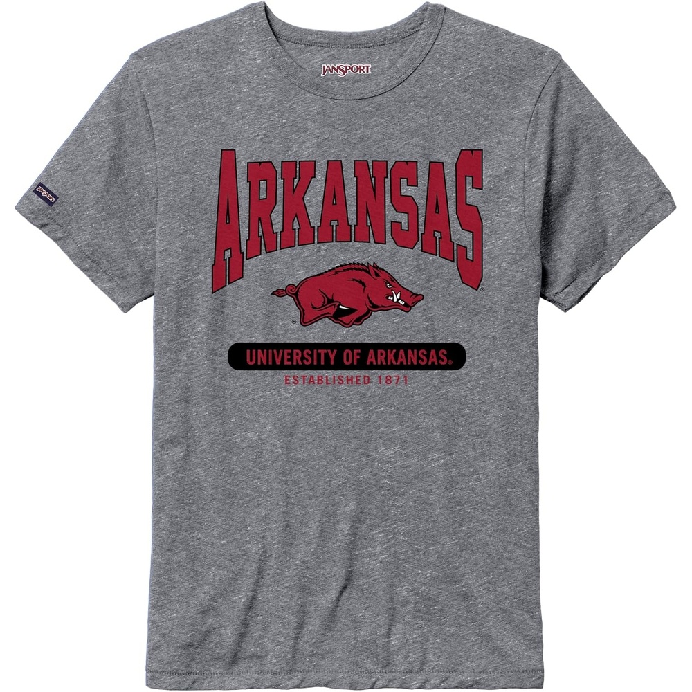 image:imageJanSport NCAA Officially Licensed Pregame Short Sleeve T Shirt for Men Soft amp Breathable Triblend Crewneck T ShirtArkansas Razorbacks