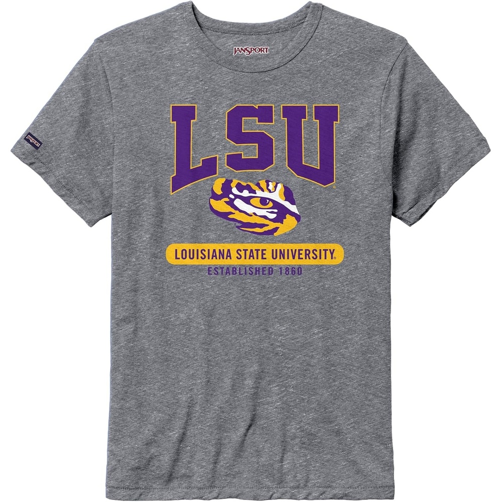 image:imageJanSport NCAA Officially Licensed Pregame Short Sleeve T Shirt for Men Soft amp Breathable Triblend Crewneck T ShirtLSU Tigers