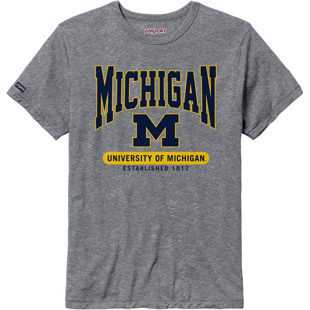 image:imageJanSport NCAA Officially Licensed Pregame Short Sleeve T Shirt for Men Soft amp Breathable Triblend Crewneck T ShirtMichigan Wolverines