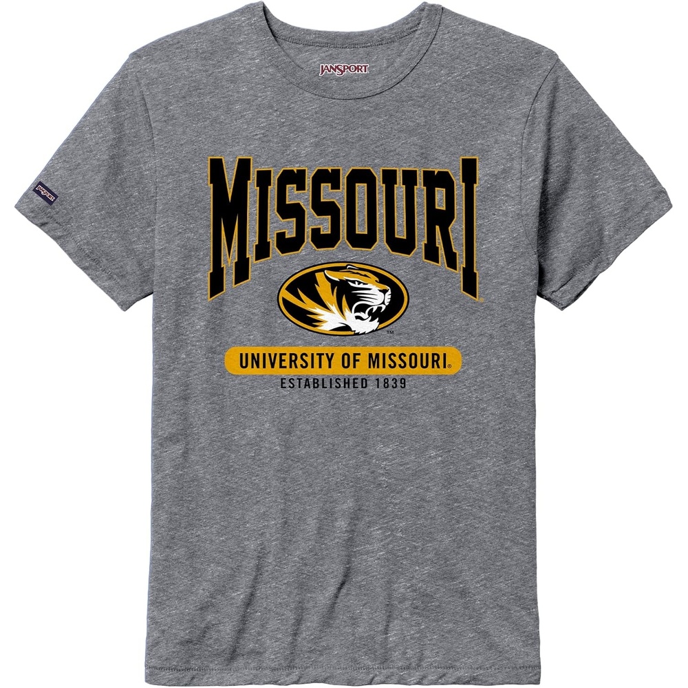 image:imageJanSport NCAA Officially Licensed Pregame Short Sleeve T Shirt for Men Soft amp Breathable Triblend Crewneck T ShirtMissouri Tigers