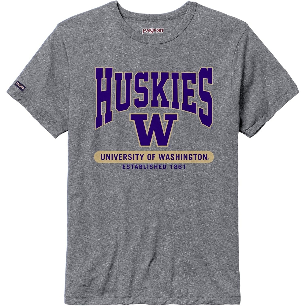 image:imageJanSport NCAA Officially Licensed Pregame Short Sleeve T Shirt for Men Soft amp Breathable Triblend Crewneck T ShirtWashington Huskies