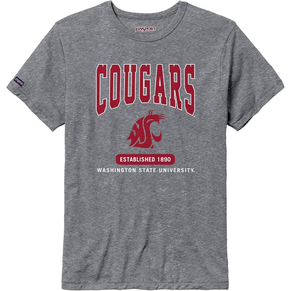 image:imageJanSport NCAA Officially Licensed Pregame Short Sleeve T Shirt for Men Soft amp Breathable Triblend Crewneck T ShirtWashington State Cougars