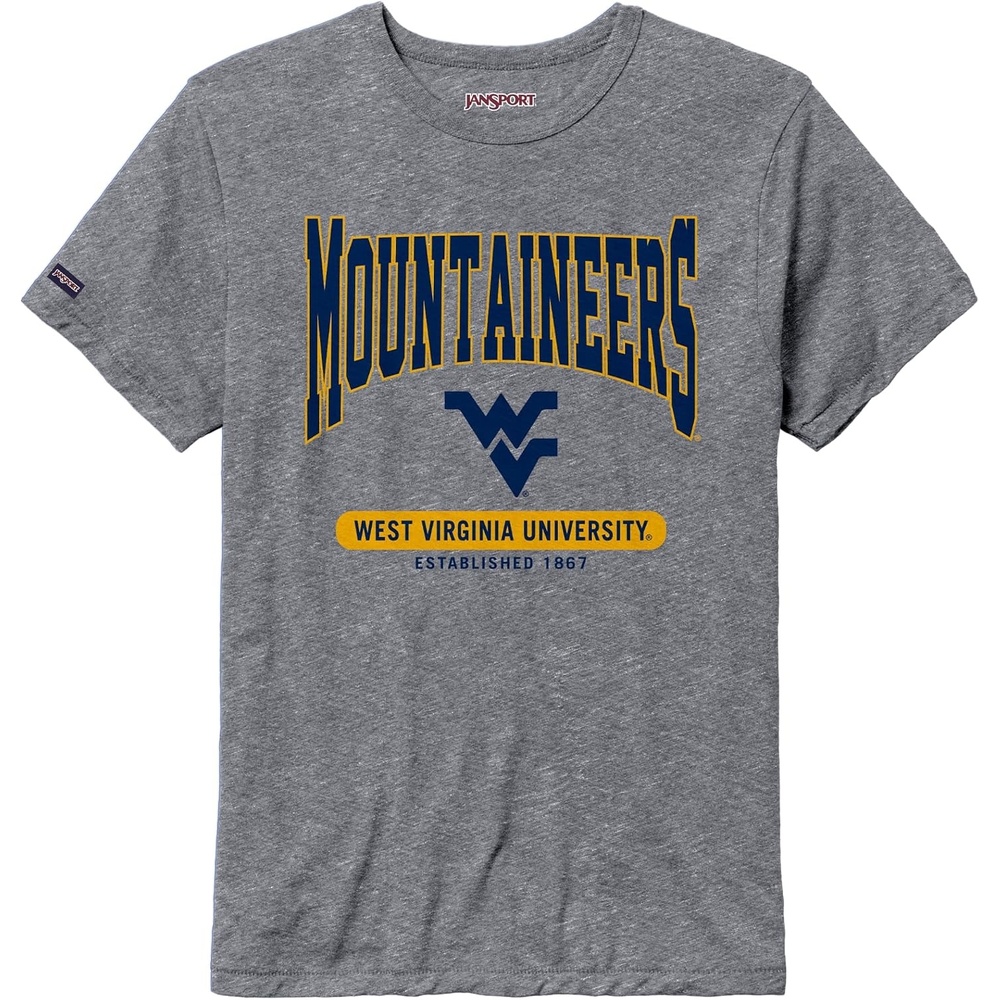image:imageJanSport NCAA Officially Licensed Pregame Short Sleeve T Shirt for Men Soft amp Breathable Triblend Crewneck T ShirtWest Virginia Mountaineers