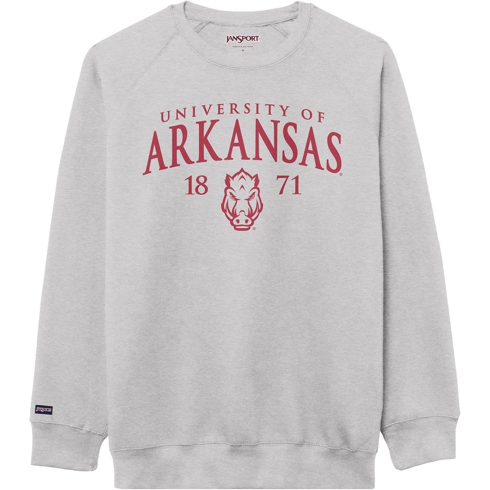 image:imageJanSport NCAA Officially Licensed Rival Crew Sweatshirt Long Sleeve Graphic Pullover for Men Women CottonPolyester BlendArkansas Razorbacks