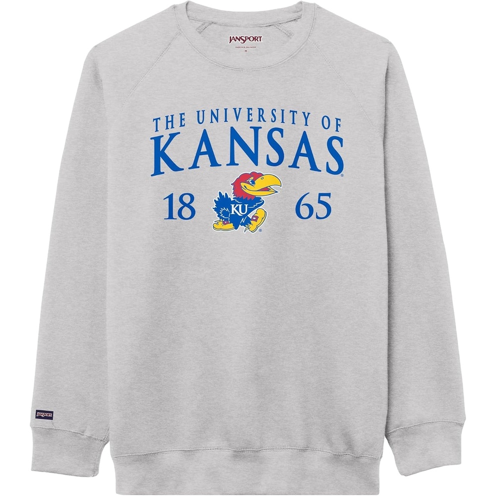 image:imageJanSport NCAA Officially Licensed Rival Crew Sweatshirt Long Sleeve Graphic Pullover for Men Women CottonPolyester BlendKansas Jayhawks