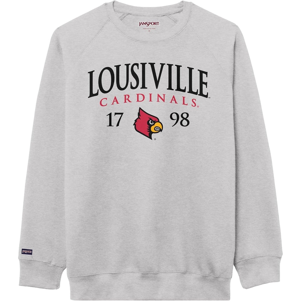 image:imageJanSport NCAA Officially Licensed Rival Crew Sweatshirt Long Sleeve Graphic Pullover for Men Women CottonPolyester BlendLouisville Cardinals