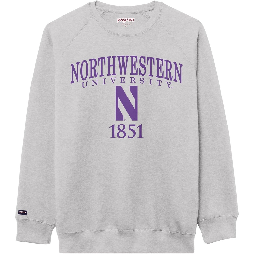 image:imageJanSport NCAA Officially Licensed Rival Crew Sweatshirt Long Sleeve Graphic Pullover for Men Women CottonPolyester BlendNorthwestern Wildcats