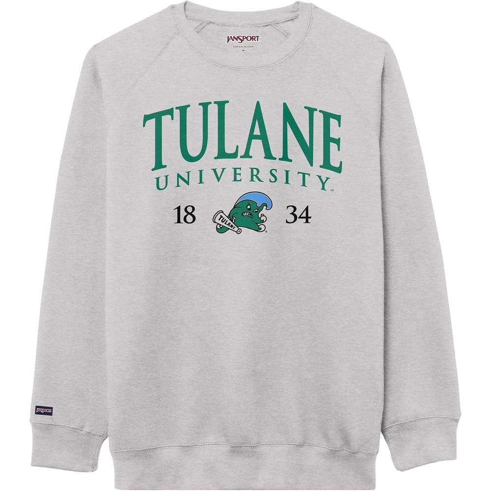 image:imageJanSport NCAA Officially Licensed Rival Crew Sweatshirt Long Sleeve Graphic Pullover for Men Women CottonPolyester BlendTulane Green Wave