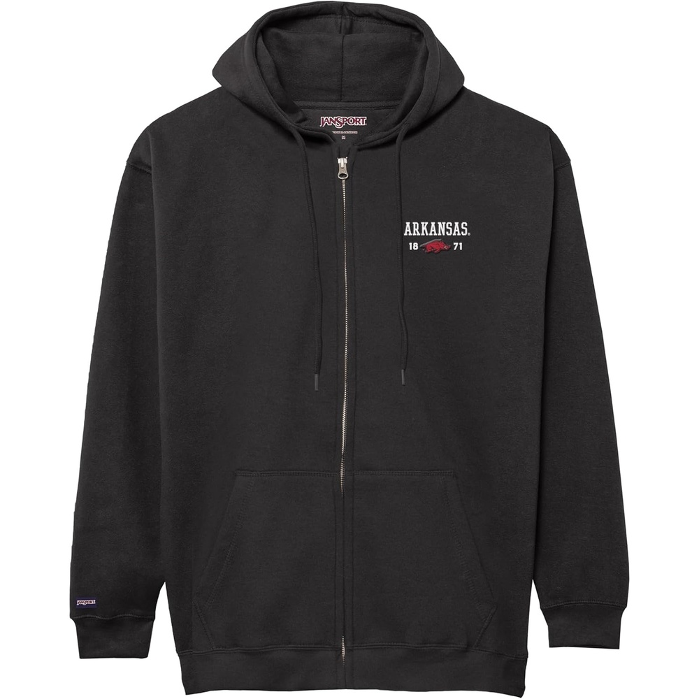 image:imageJanSport NCAA Officially Licensed Rival Full Zip Hoodie Long Sleeve Unisex Sweatshirt DoubleLayered Fleece HoodArkansas Razorbacks