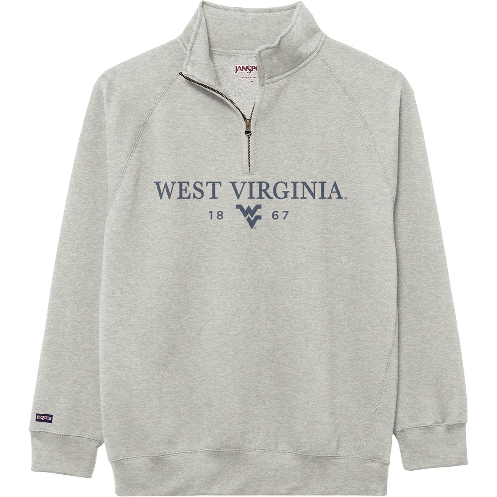 image:imageJanSport NCAA Officially Licensed Rival Quarter Zip Sweatshirt Long Sleeve Unisex CottonPolyester Blend StandUp CollarWest Virginia Mountaineers