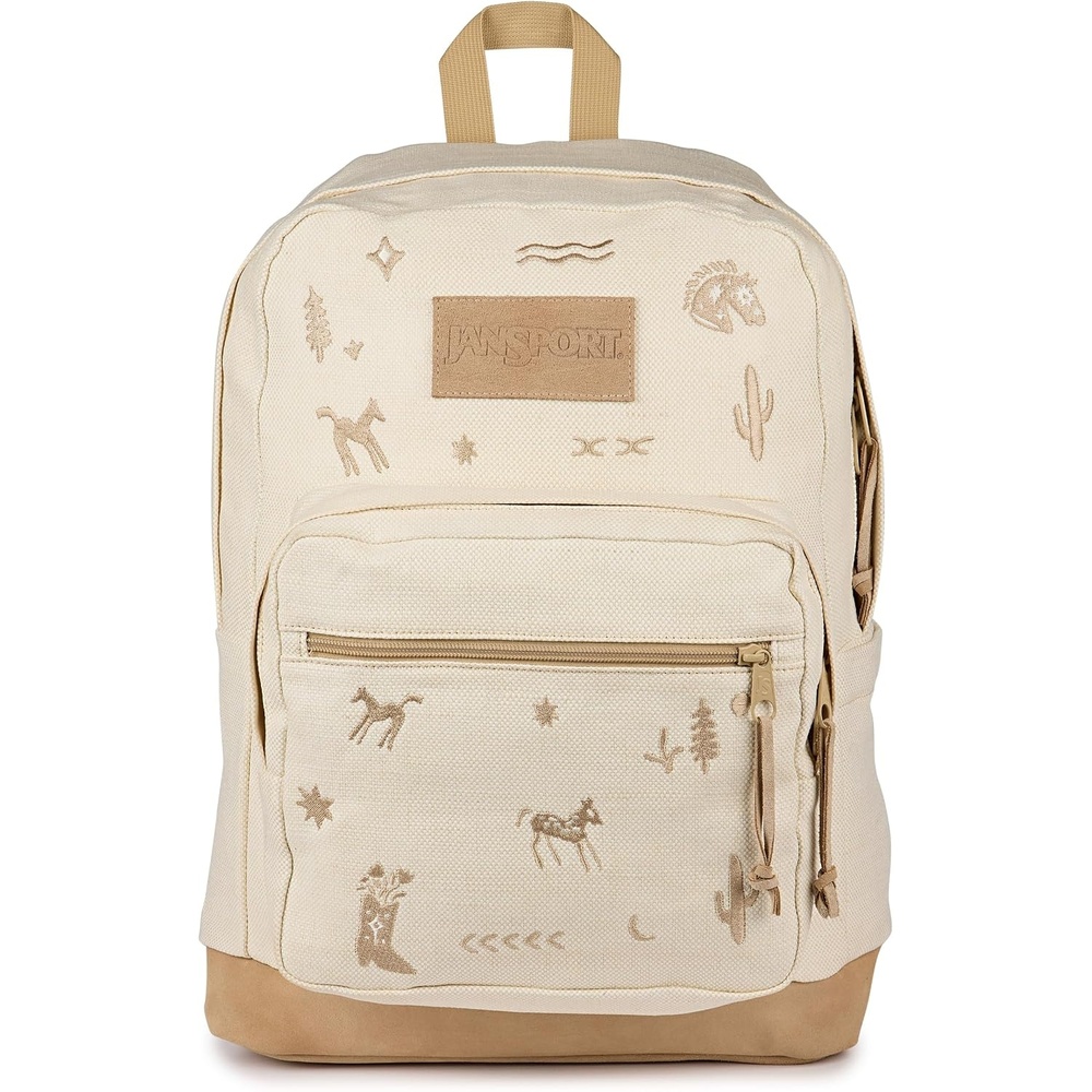 image:imageJanSport Right Pack Expressions Backpack Travel Work or Laptop Bag Coconut CorduroyYehaw and Horses Emb Tan