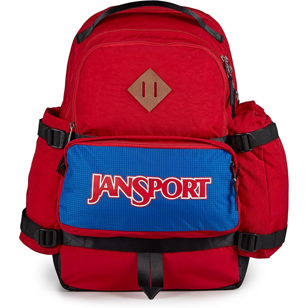 image:imageJanSport Seattle Pack Durable Backpack with Main Compartment Dual Water Bottle Pockets Lined Laptop Sleeve BlackRed Tape