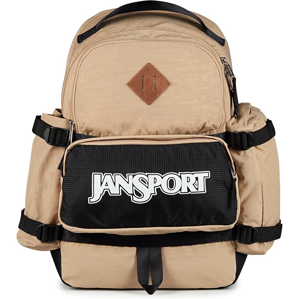 image:imageJanSport Seattle Pack Durable Backpack with Main Compartment Dual Water Bottle Pockets Lined Laptop Sleeve BlackTravertine