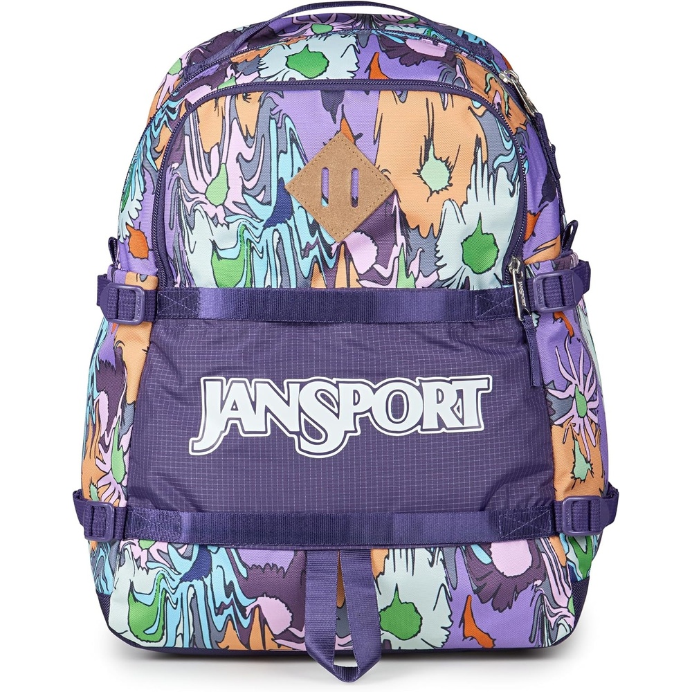 image:imageJanSport Small Seattle Pack Compact Backpack with Main Compartment Dual Water Bottle Pockets and Padded Sleeve for 15Inch Laptop BlackMelted Blooms Yellow