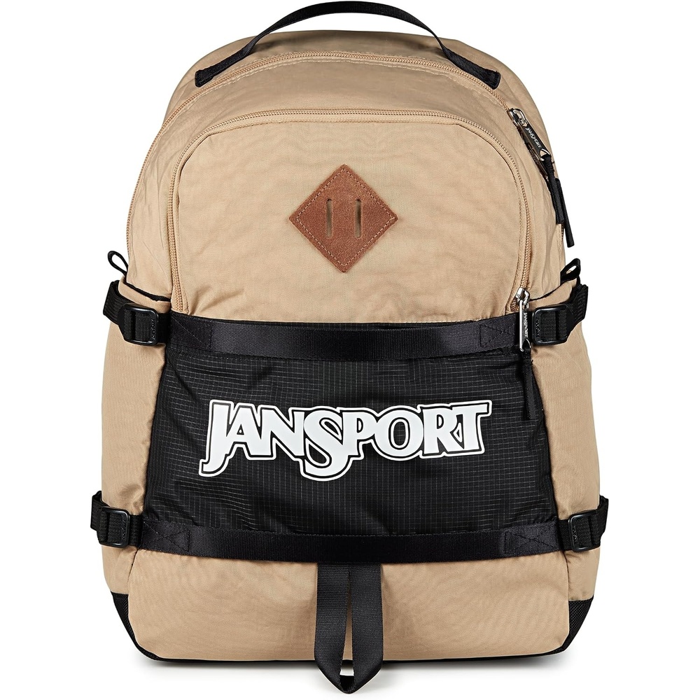 image:imageJanSport Small Seattle Pack  Compact Backpack with Main Compartment Dual Water Bottle Pockets and Padded Sleeve for 15Inch Laptop BlackTravertine