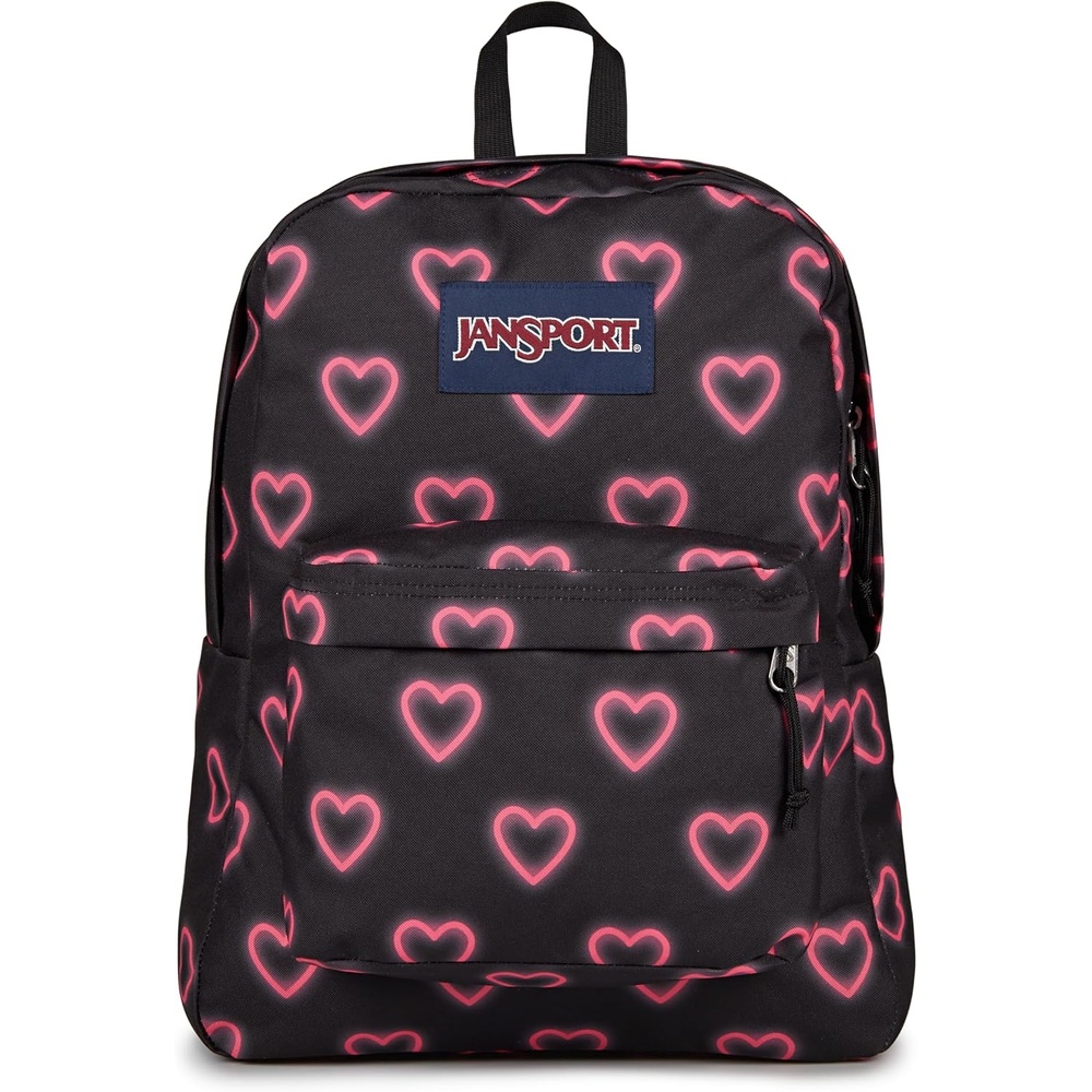 image:imageJanSport SuperBreak One Backpack Durable Lightweight Bag with 1 Main Compartment Front Utility Pocket with Builtin Organizer Premium Backpack Pastel PetalsHappy Hearts Black