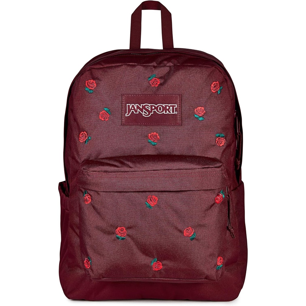 image:imageJanSport SuperBreak Plus Backpack with Padded 15inch Laptop Sleeve and Integrated Bottle Pocket Spacious and Durable Daypack for Work and Travel Butterfly BaddieJust a Rose Emb Cherry LacquerGrnRed