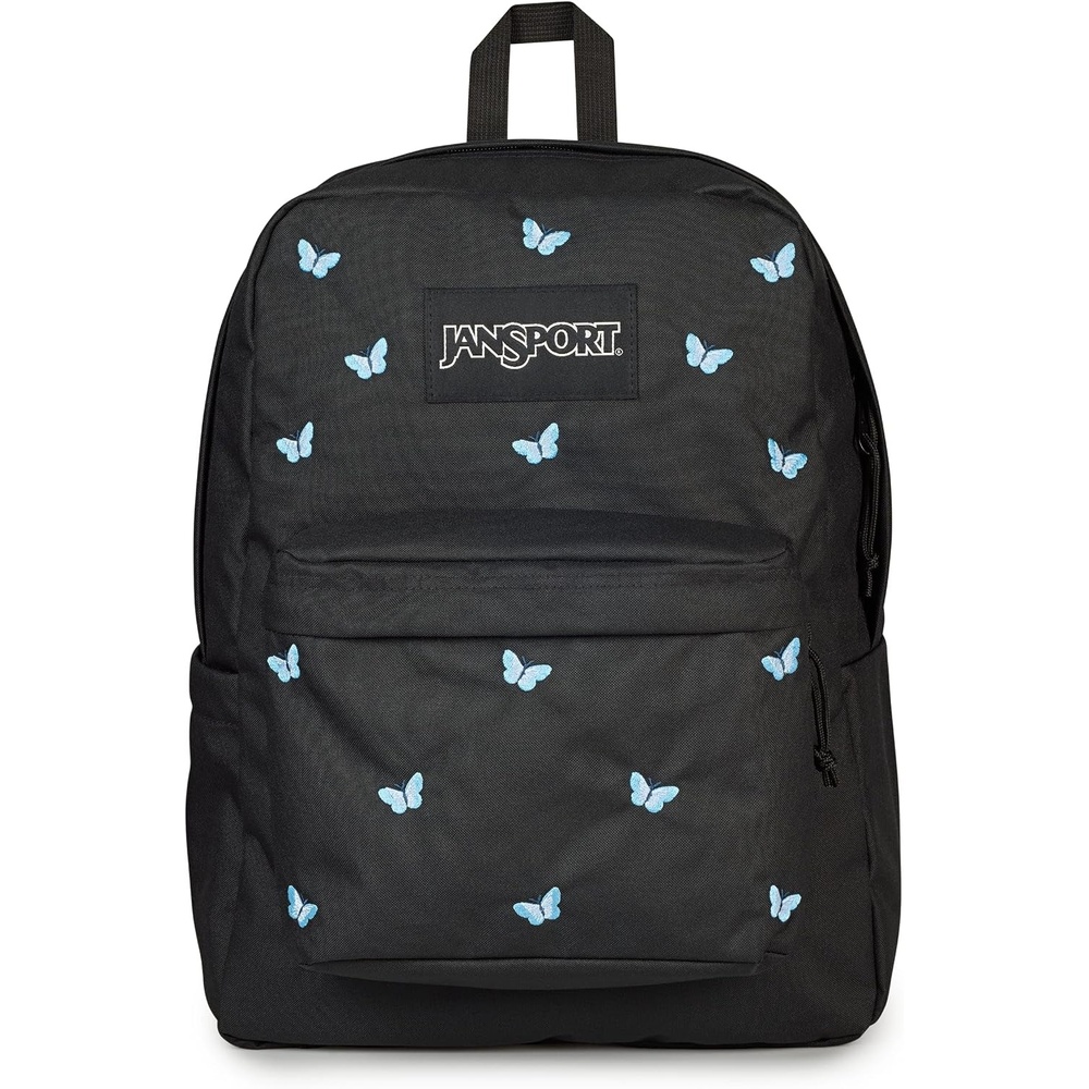 image:imageJanSport SuperBreak Plus Backpack with Padded 15inch Laptop Sleeve and Integrated Bottle Pocket Spacious and Durable Daypack for Work and Travel Butterfly BaddieTiny Butterflies BlackMd BluLt Blu