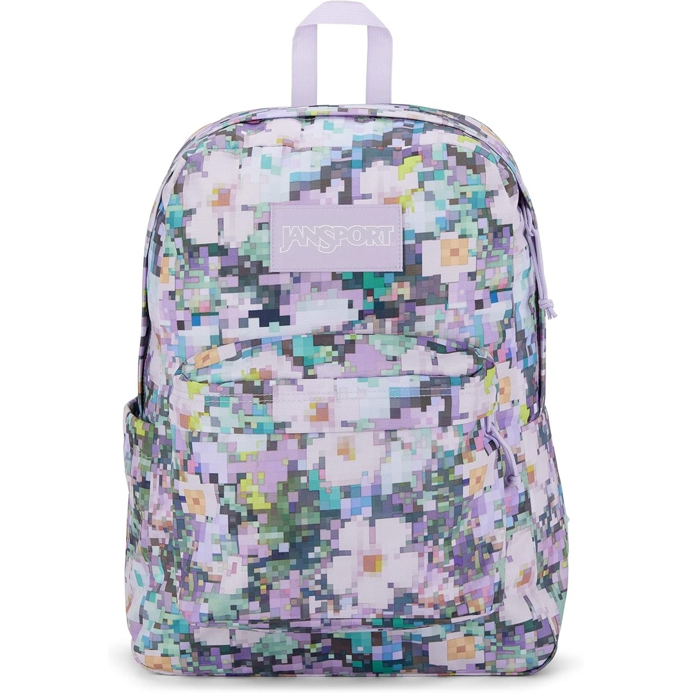image:imageJanSport SuperBreak Plus Backpack with Padded 15inch Laptop Sleeve and Integrated Bottle Pocket Spacious and Durable Daypack for Work and Travel Pastel Lilac8 Bit Floral